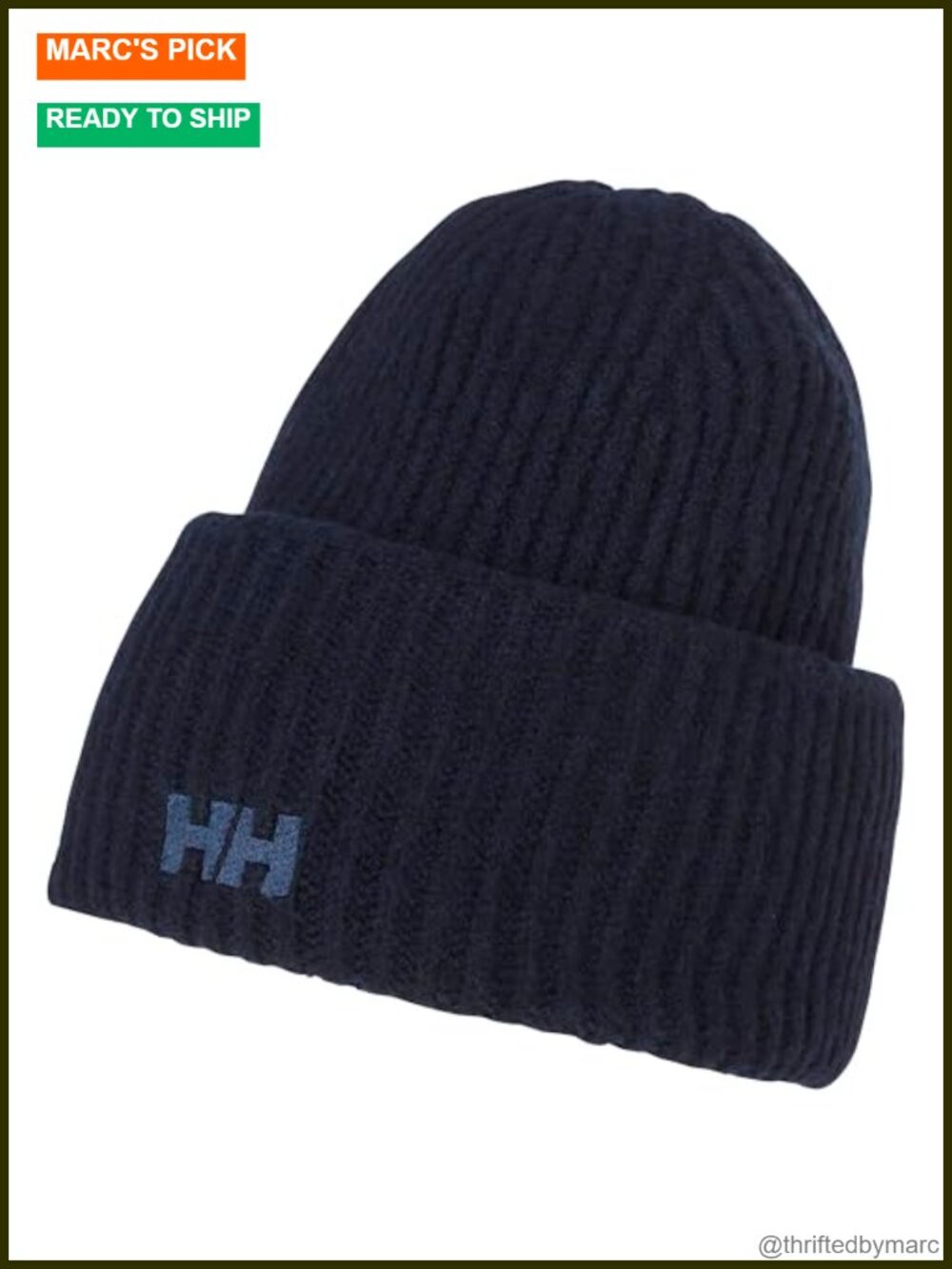 Unisex Soft Rib Beanie Embroidered HH Logo Recycled Content Regular Fit Winter